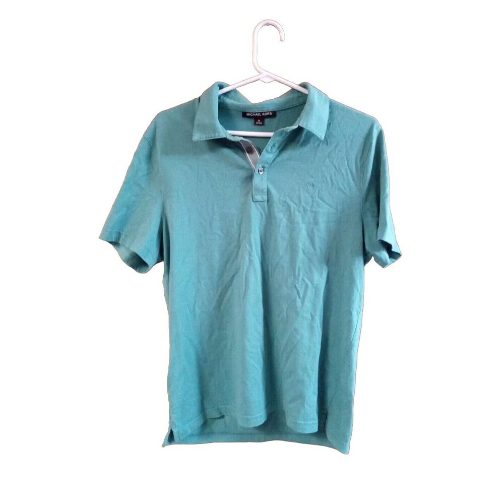 Michael Kors Light Green Cotton Short Sleeve Polo Golf Shirt, Men's Size M